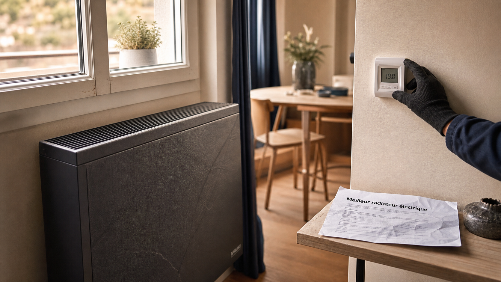 Meilleur radiateur electrique : radiateur électrique à inertie sèche sous fenêtre