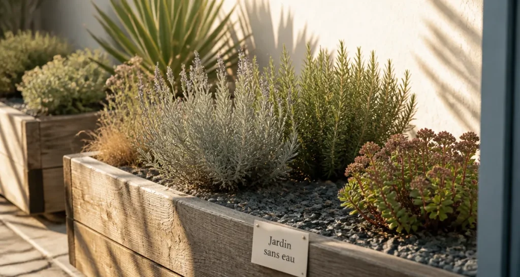 Plantes plein soleil sans arrosage en bacs : lavande, romarin, sedum