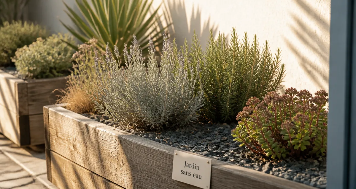 Plantes plein soleil sans arrosage en bacs : lavande, romarin, sedum