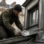 Toiture zinc Paris : couvreur zingueur sur une toiture zinc
