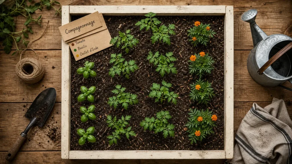Association de plantes au potager : compagnonnage au carré potager