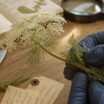 Carotte sauvage comestible : ombelle blanche cueillie avec précaution