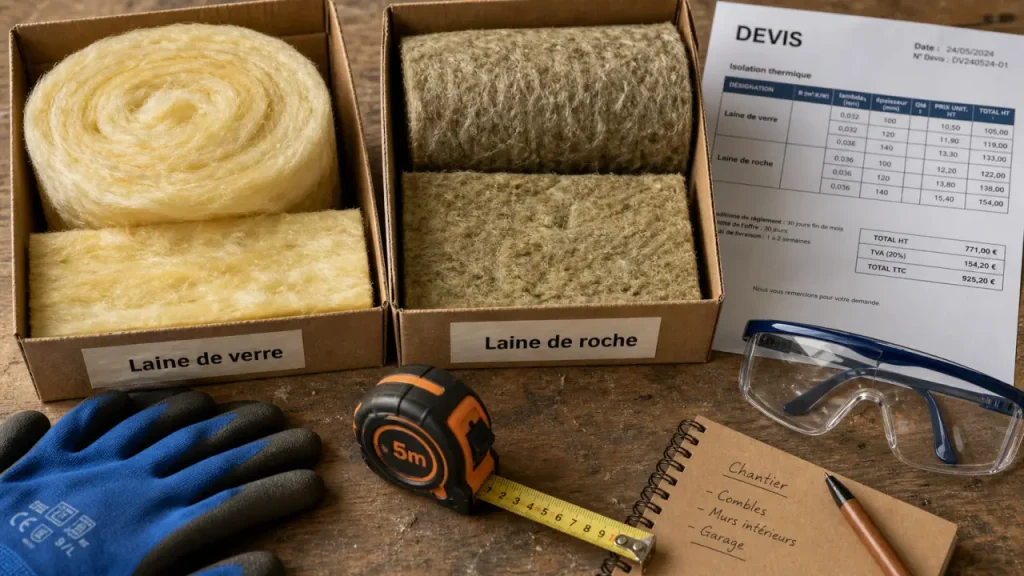 Différence entre laine de verre et laine de roche : isolants minéraux, usages et prix