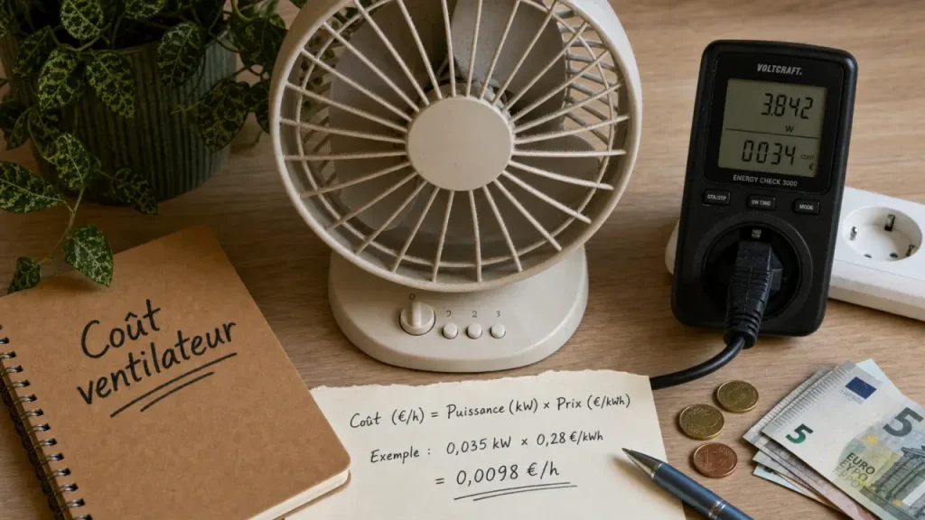 Est ce qu'un ventilateur consomme beaucoup ? 50 W 12 h, coût en kWh.