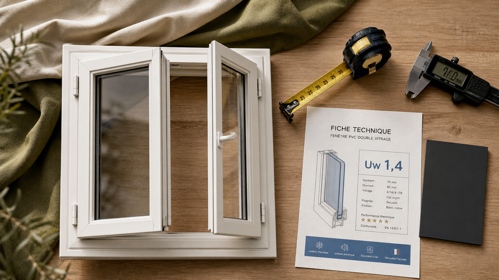 Fenêtres double vitrage pvc profil 70 mm Uw 1,4