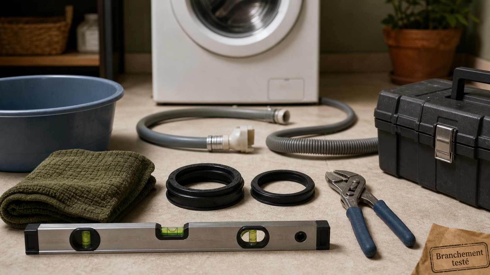 Lave linge branchement : évacuation 65 à 100 cm, terre obligatoire