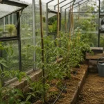 Potager serre : jeunes tomates et concombres en serre froide dès mars