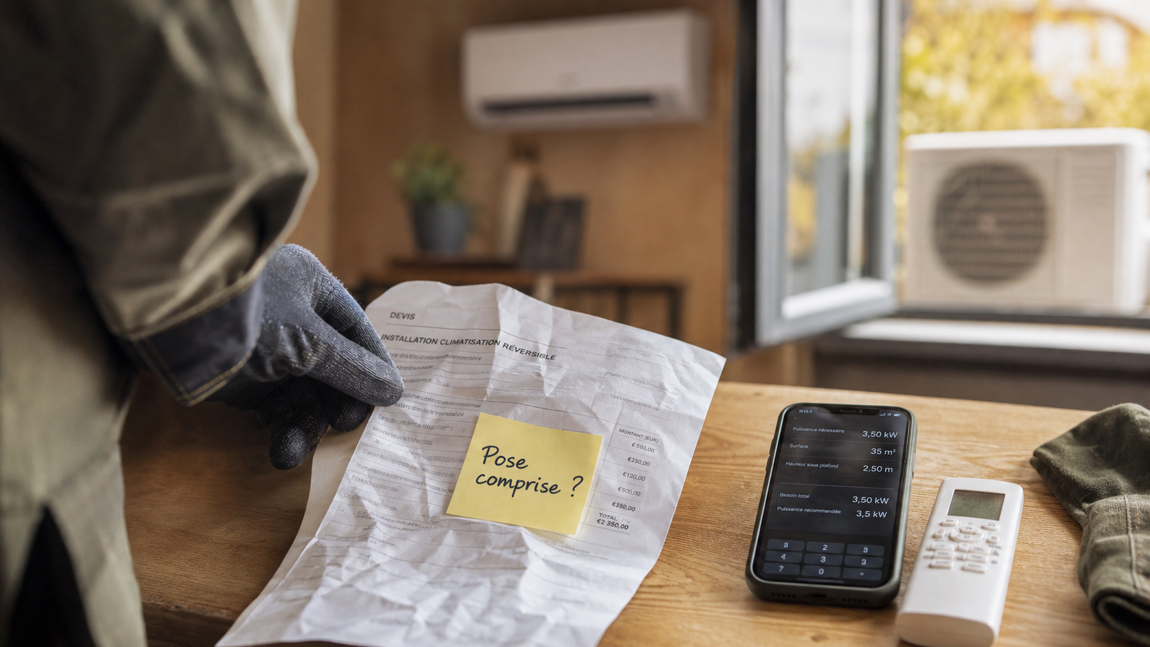 Prix clim réversible : devis et facture