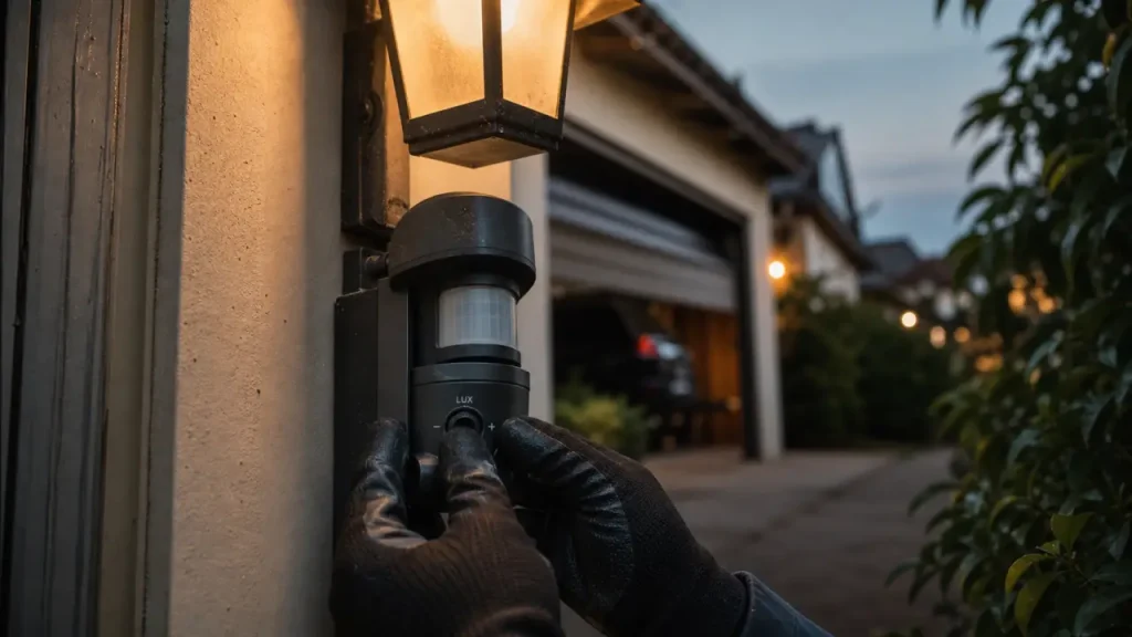 Réglage lux detecteur de mouvement, molette LUX ajustée pour éviter l’allumage en plein jour