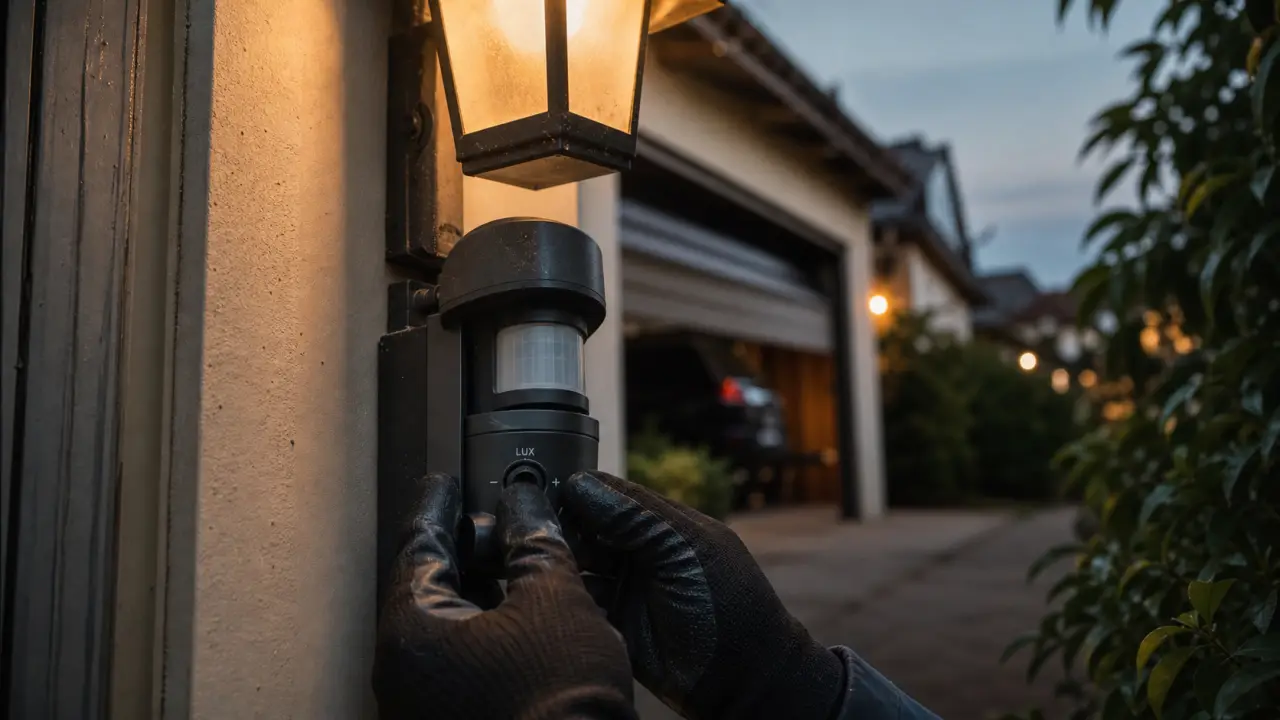 Réglage lux detecteur de mouvement, molette LUX ajustée pour éviter l’allumage en plein jour