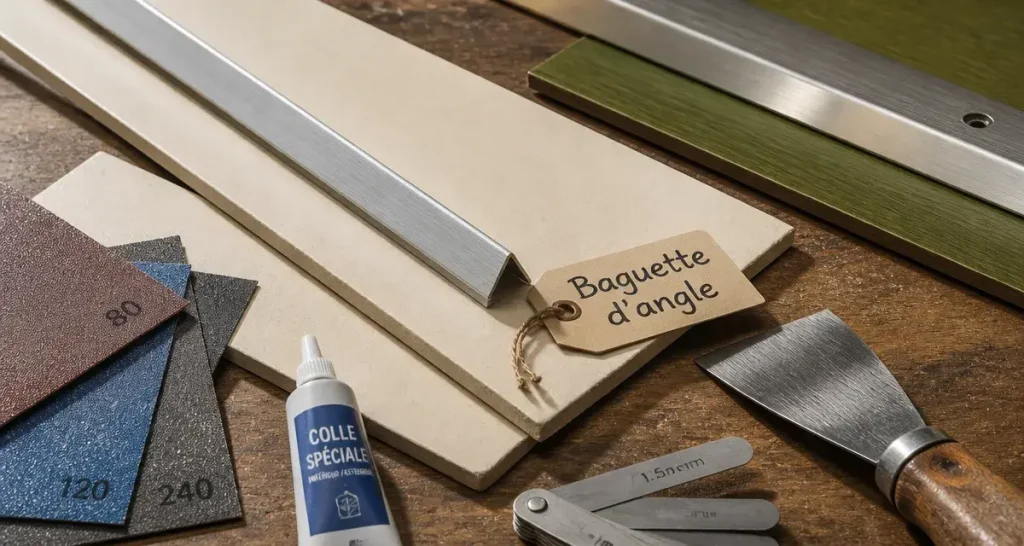 Baguettes angles carrelage, profilé d’angle en aluminium sur carrelage