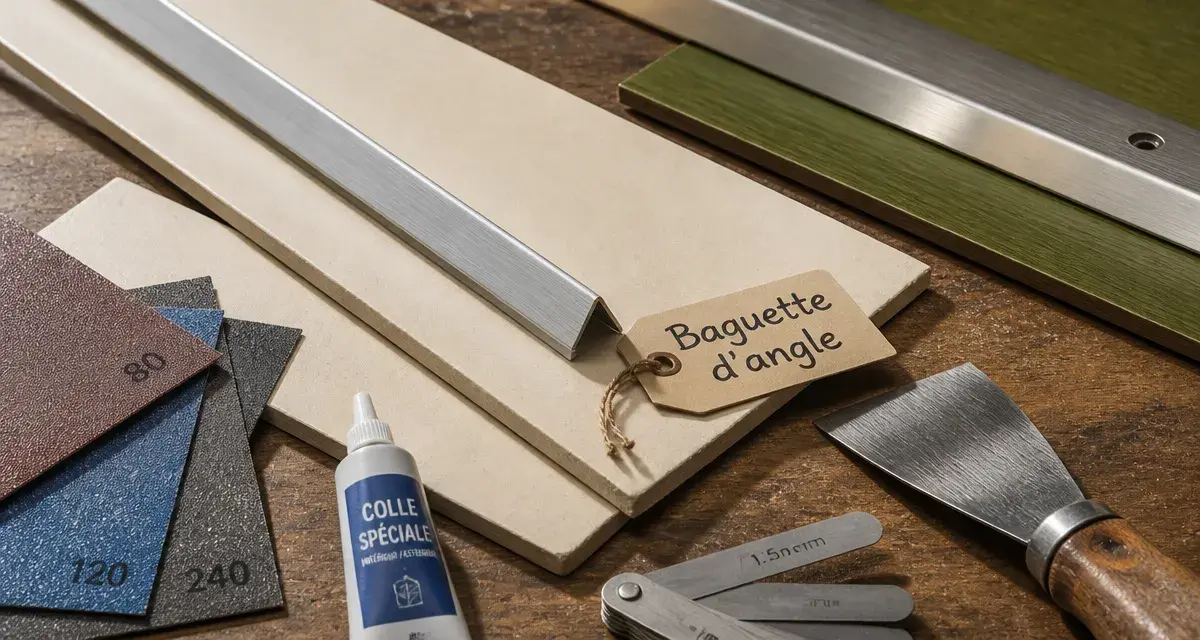 Baguettes angles carrelage, profilé d’angle en aluminium sur carrelage