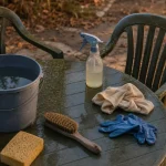 Comment raviver un salon de jardin en plastique vert : vinaigre blanc et cristaux de soude