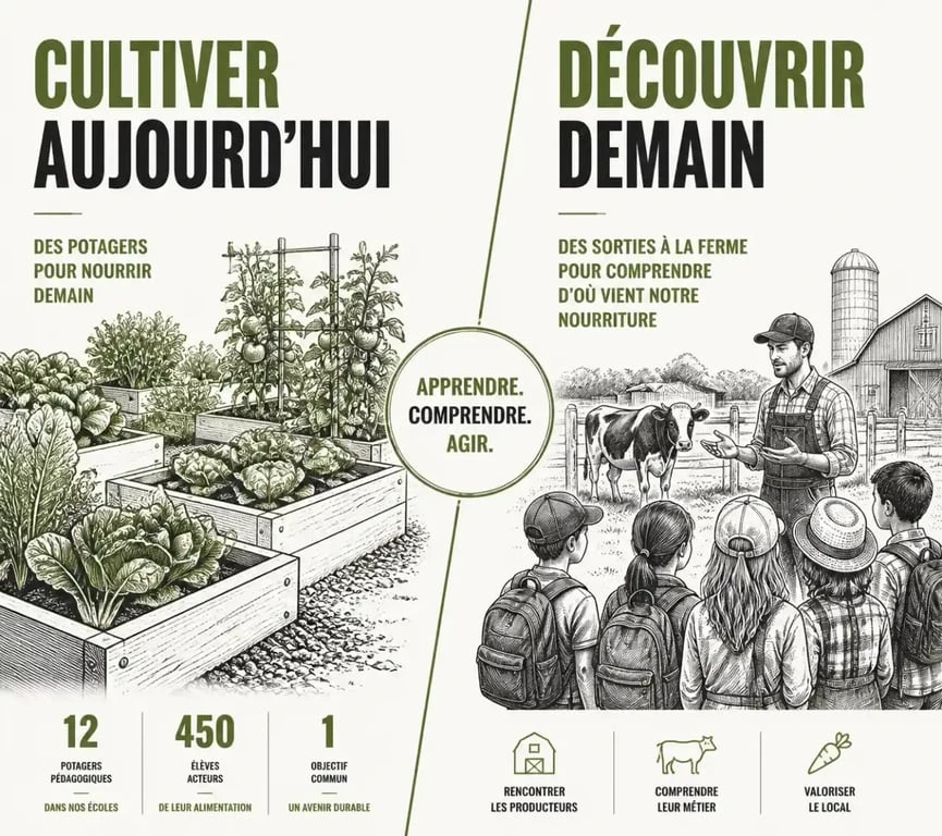 Illustration comparative pour le petit potager : jardinage urbain versus ferme pédagogique