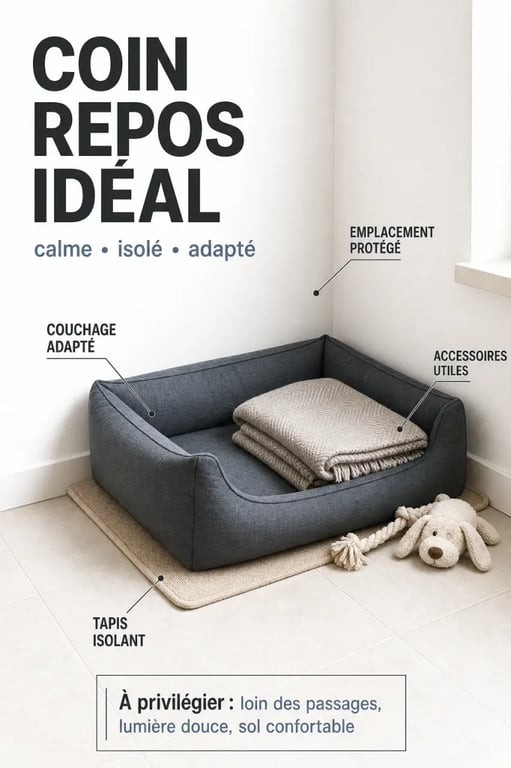 Aménager un coin repos pour chien ou chat dans un salon avec panier, plaid et tapis isolant