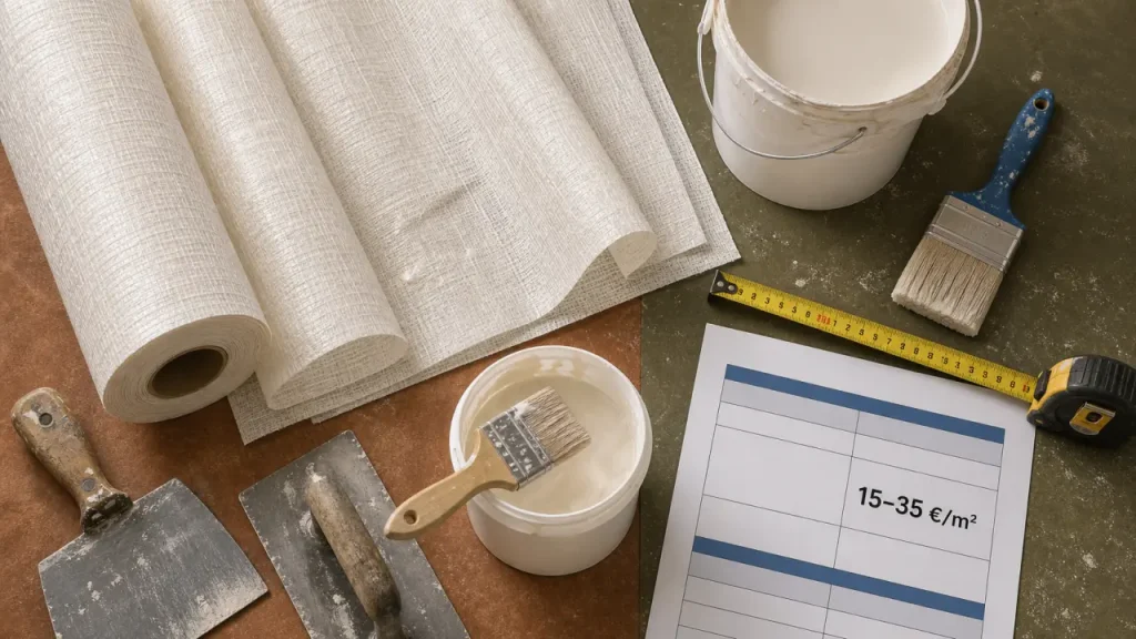 Toile de verre : 15 à 35 €/m², ce qui fait vraiment grimper la facture