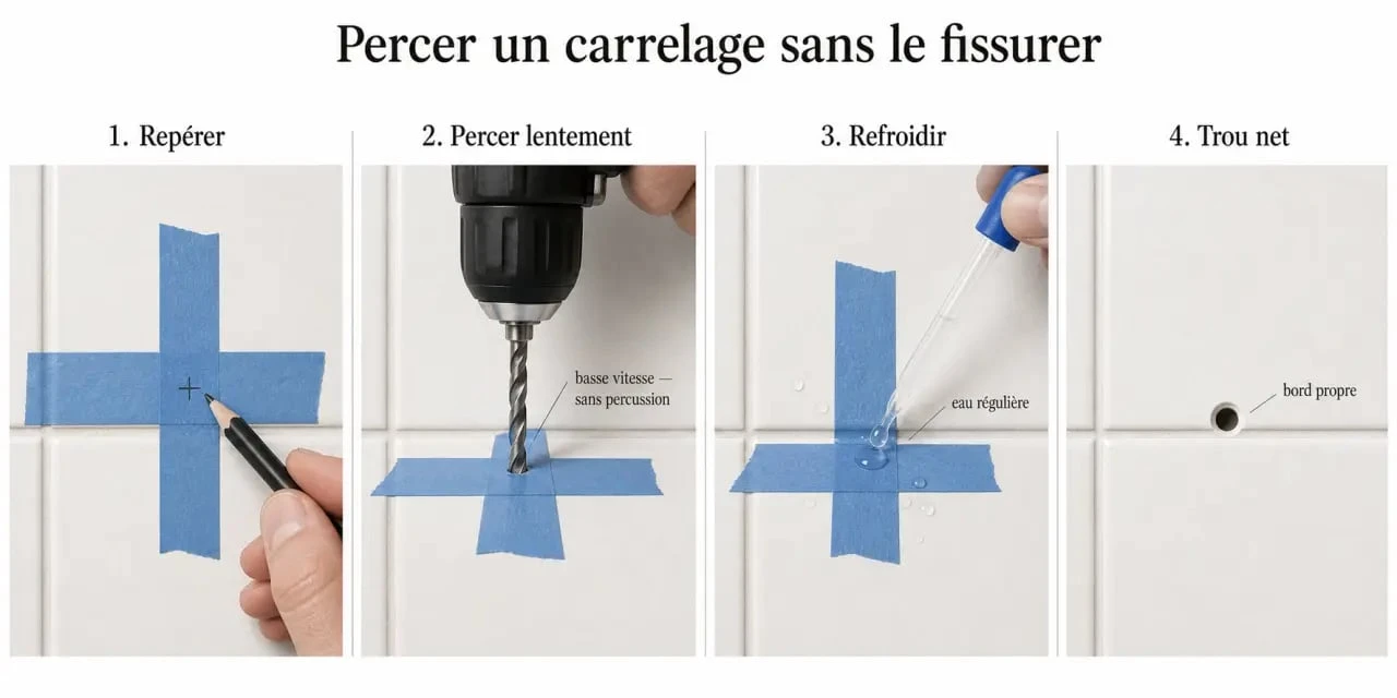 Comment percer un carrelage sans le fissurer : illustration pas à pas du perçage
