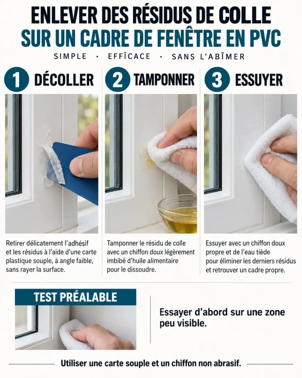 Étapes pour enlever colle sur PVC fenêtre sans rayer le cadre