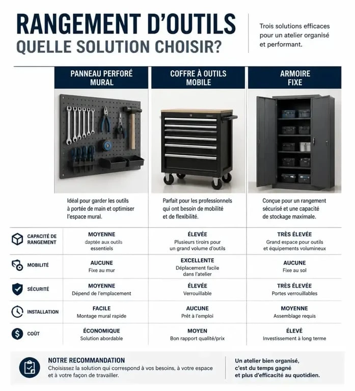 Comparatif des solutions de rangement outil pour atelier et garage