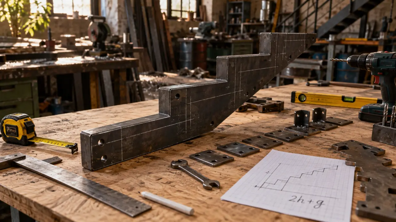 Fabriquer un escalier en metal : plan d’atelier, pente et ancrages