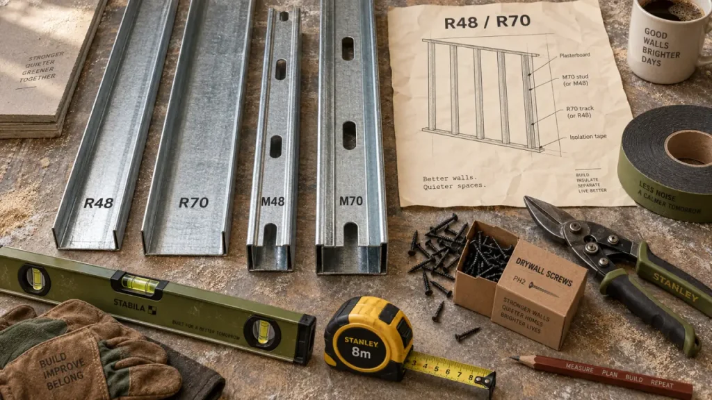 Rail pour placo R48 et R70 : largeur, usage, épaisseur