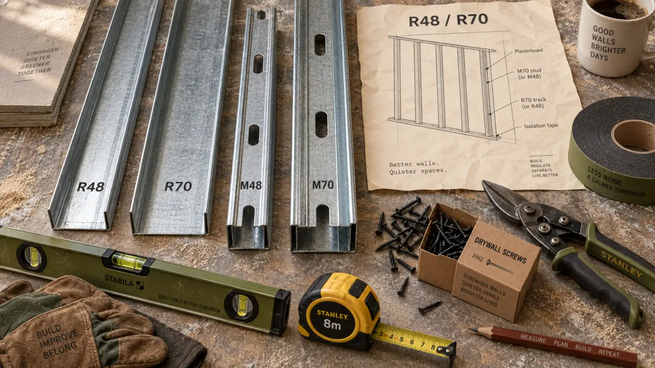 Rail pour placo R48 et R70 : largeur, usage, épaisseur