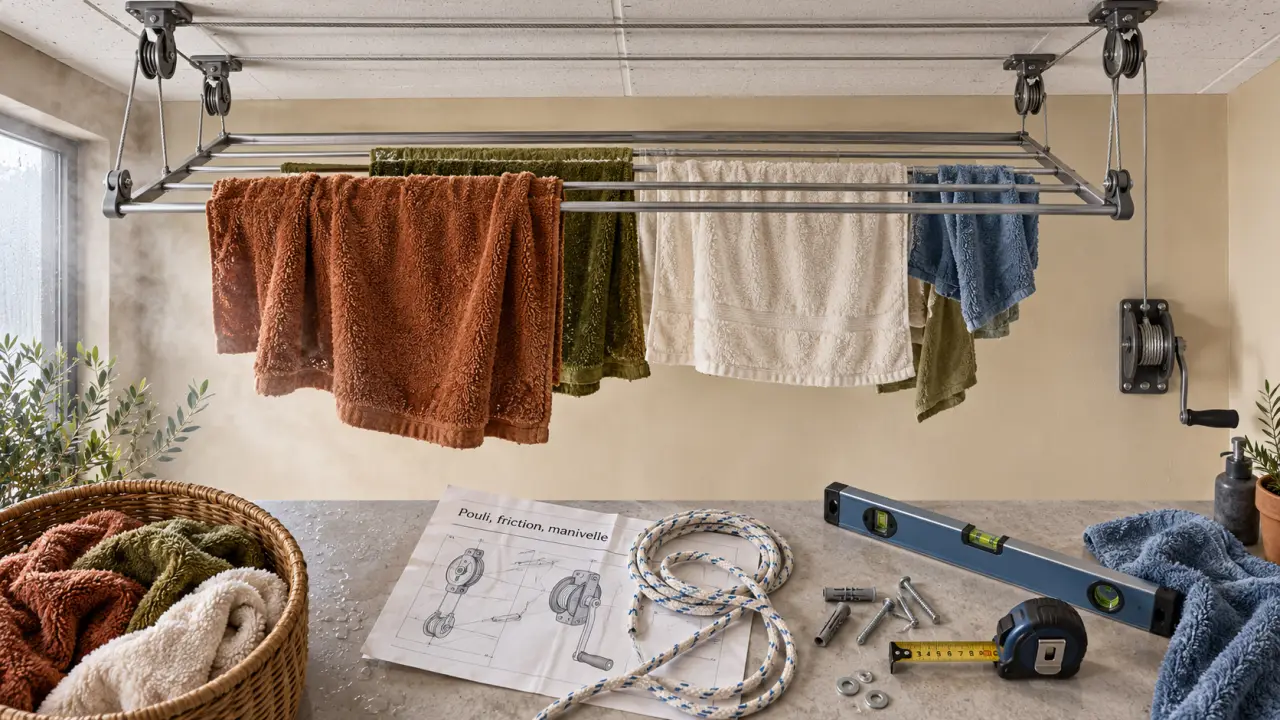 Etendage au plafond : étendoir plafonnier pratique pour gagner de la place