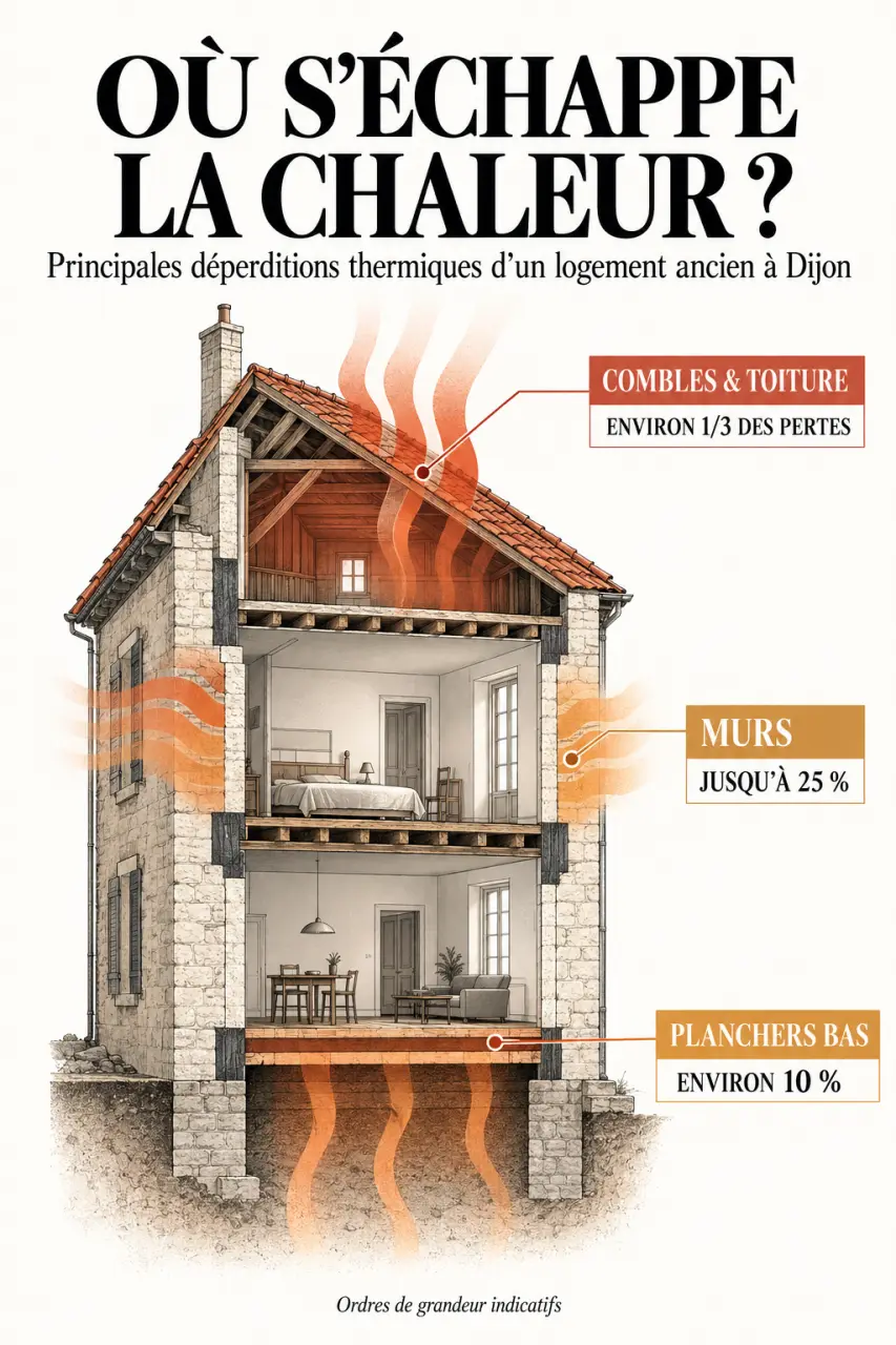 Optimiser l'isolation thermique pour valoriser son intérieur dijonnais : principales zones de déperdition de chaleur