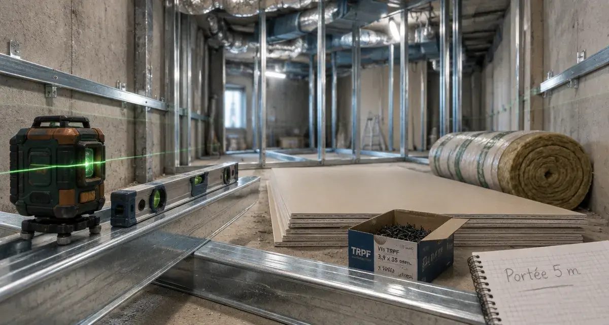 Plafond autoportant 5m : vérifier les appuis avant de poser les plaques
